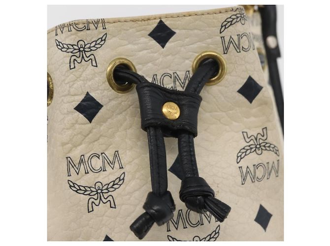 Borsa a spalla MCM Vicetos Logogram PVC Bianco Oro Auth INZ084 D'oro - vista 10