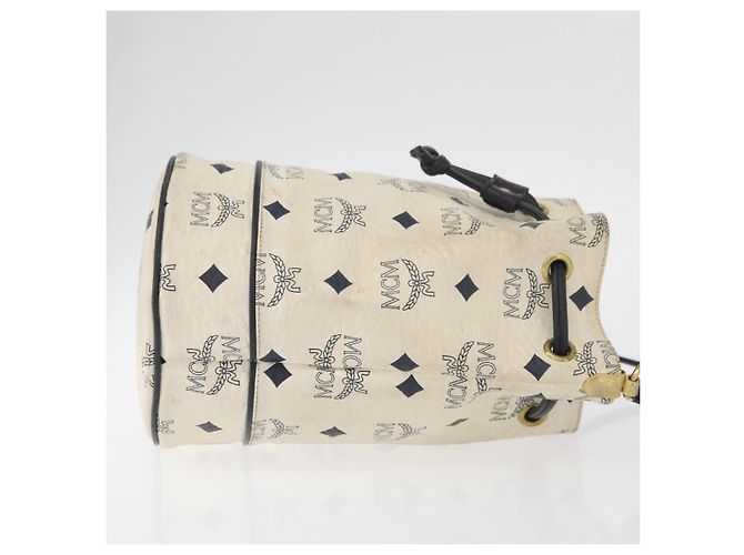 Borsa a spalla MCM Vicetos Logogram PVC Bianco Oro Auth INZ084 D'oro - vista 3