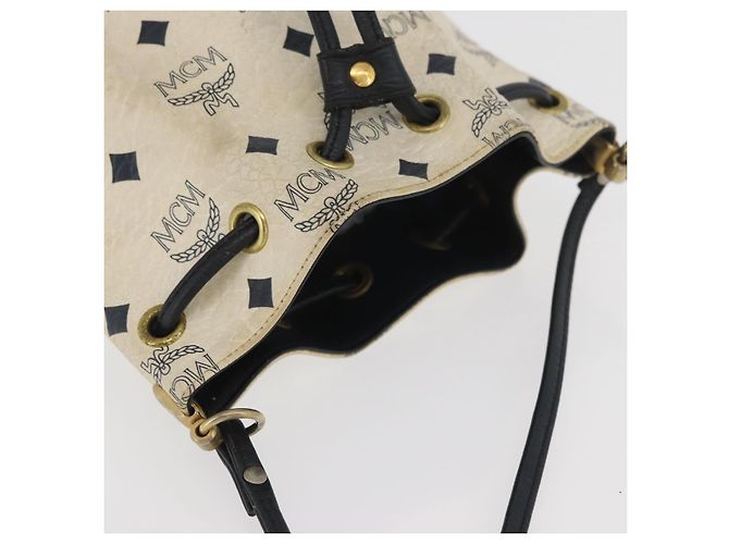 Borsa a spalla MCM Vicetos Logogram PVC Bianco Oro Auth INZ084 D'oro - vista 6