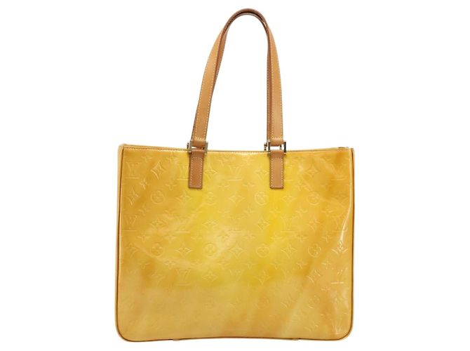 LOUIS VUITTON Borsa Tote Columbus Monogram Vernis Giallo Lime M91047 Auth AMZ001 D'oro - vista 13