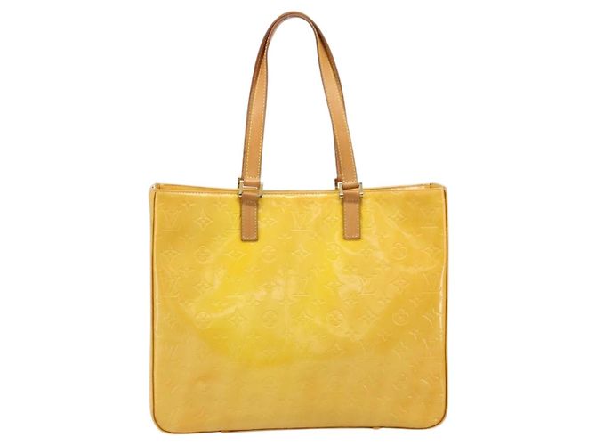 LOUIS VUITTON Borsa Tote Columbus Monogram Vernis Giallo Lime M91047 Auth AMZ001 D'oro - vista 2