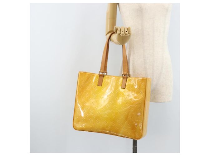LOUIS VUITTON Borsa Tote Columbus Monogram Vernis Giallo Lime M91047 Auth AMZ001 D'oro - vista 24