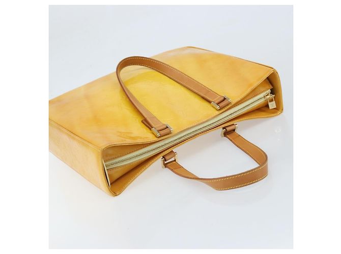 LOUIS VUITTON Borsa Tote Columbus Monogram Vernis Giallo Lime M91047 Auth AMZ001 D'oro - vista 6