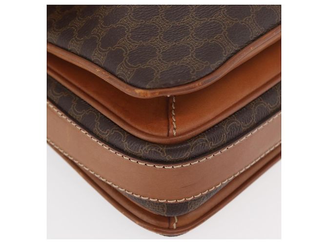 Céline Borsa a Spalla in Tela Macadam CELINE in Pelle PVC Marrone Oro Auth ka3754 D'oro - vista 10