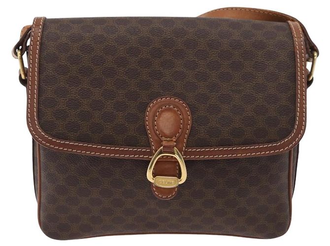 Céline Borsa a Spalla in Tela Macadam CELINE in Pelle PVC Marrone Oro Auth ka3754 D'oro - vista 13