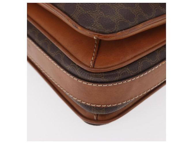 Céline Borsa a Spalla in Tela Macadam CELINE in Pelle PVC Marrone Oro Auth ka3754 D'oro - vista 14