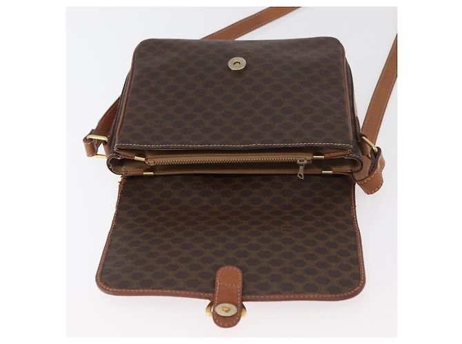 Céline Borsa a Spalla in Tela Macadam CELINE in Pelle PVC Marrone Oro Auth ka3754 D'oro - vista 18