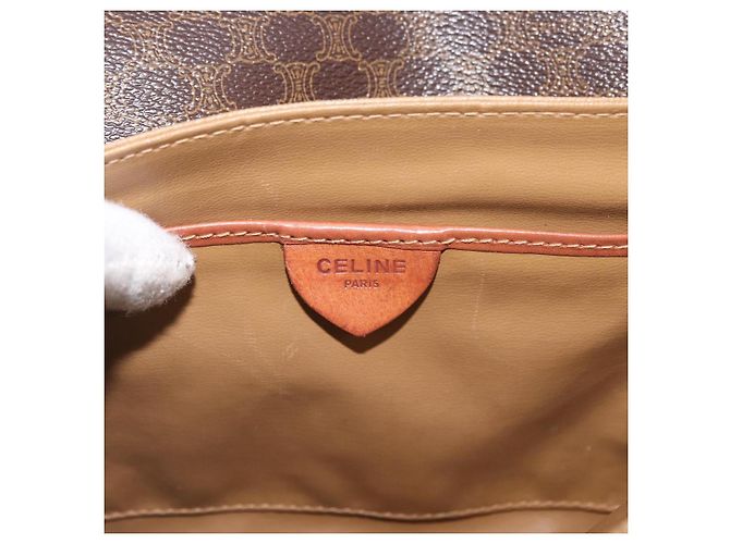 Céline Borsa a Spalla in Tela Macadam CELINE in Pelle PVC Marrone Oro Auth ka3754 D'oro - vista 19