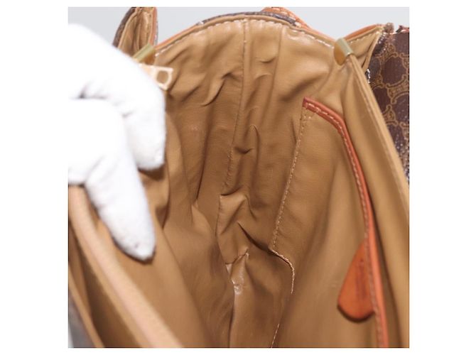 Céline Borsa a Spalla in Tela Macadam CELINE in Pelle PVC Marrone Oro Auth ka3754 D'oro - vista 21