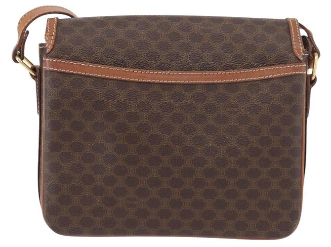 Céline Borsa a Spalla in Tela Macadam CELINE in Pelle PVC Marrone Oro Auth ka3754 D'oro - vista 3
