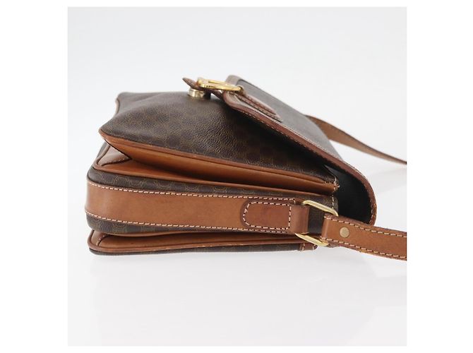 Céline Borsa a Spalla in Tela Macadam CELINE in Pelle PVC Marrone Oro Auth ka3754 D'oro - vista 4