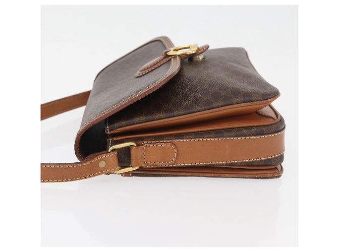 Céline Borsa a Spalla in Tela Macadam CELINE in Pelle PVC Marrone Oro Auth ka3754 D'oro - vista 5
