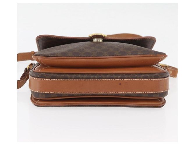 Céline Borsa a Spalla in Tela Macadam CELINE in Pelle PVC Marrone Oro Auth ka3754 D'oro - vista 6