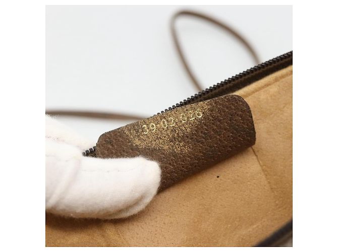 Borsa Sherry Line GG Supreme Web di GUCCI in PVC beige e oro 39 02 026 Auth ka3770 D'oro - vista 12