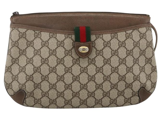 Borsa Sherry Line GG Supreme Web di GUCCI in PVC beige e oro 39 02 026 Auth ka3770 D'oro - vista 13