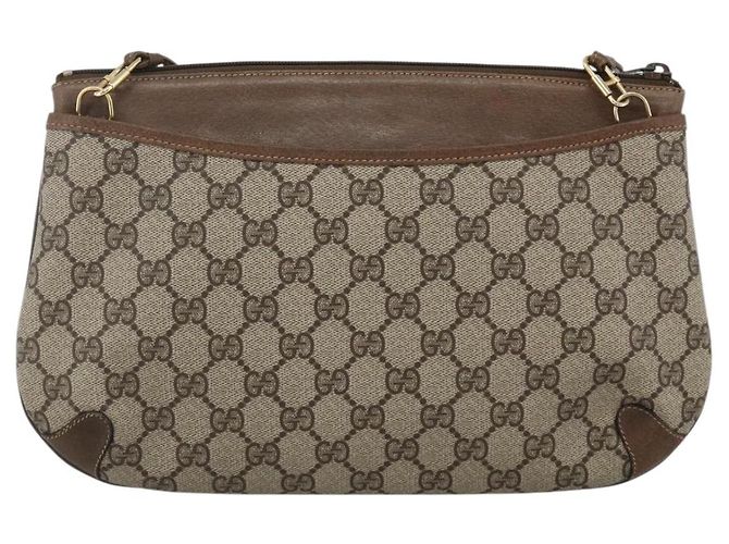 Borsa Sherry Line GG Supreme Web di GUCCI in PVC beige e oro 39 02 026 Auth ka3770 D'oro - vista 2