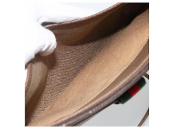 Borsa Sherry Line GG Supreme Web di GUCCI in PVC beige e oro 39 02 026 Auth ka3770 D'oro - vista 21