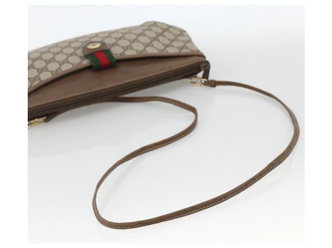 Borsa Sherry Line GG Supreme Web di GUCCI in PVC beige e oro 39 02 026 Auth ka3770 D'oro - vista 7