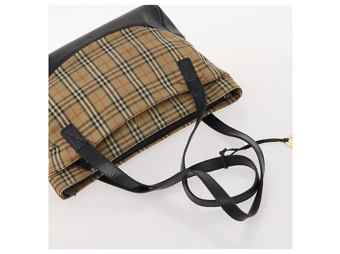 Borsa a mano in tela Burberrys Nova Check Blue Label 4 pezzi marrone beige Auth mr2152 - vista 18