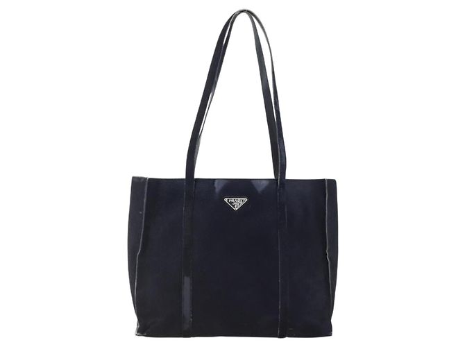 Borsa Tote PRADA in pelle Harako blu navy Auth 167194 - vista 13