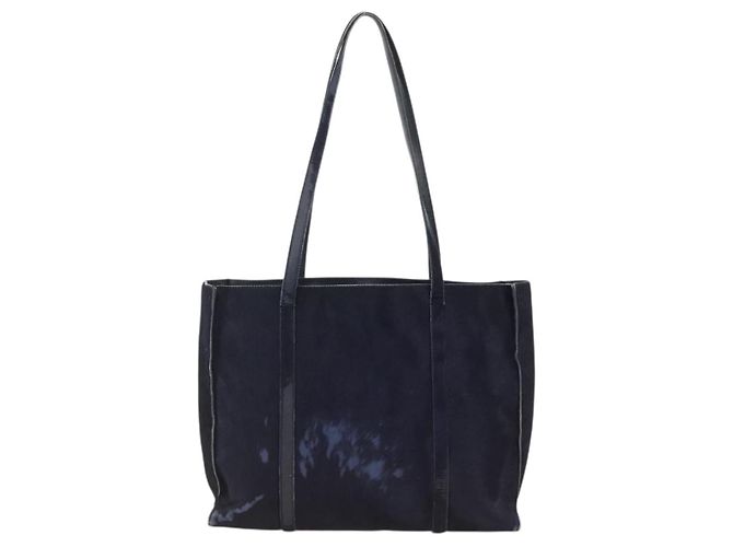 Borsa Tote PRADA in pelle Harako blu navy Auth 167194 - vista 2