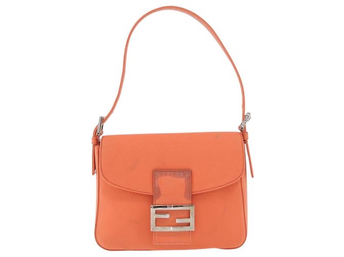 Borsa a Spalla FENDI Mamma Baguette Jersey Arancione Oro Auth am11272A D'oro - vista 13