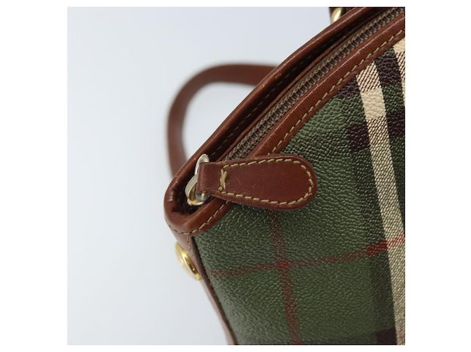 Burberrys Nova Check Tote Bag aus PVC-Leder in Grün und Gold Auth YKZ143 Golden - Ansicht 10