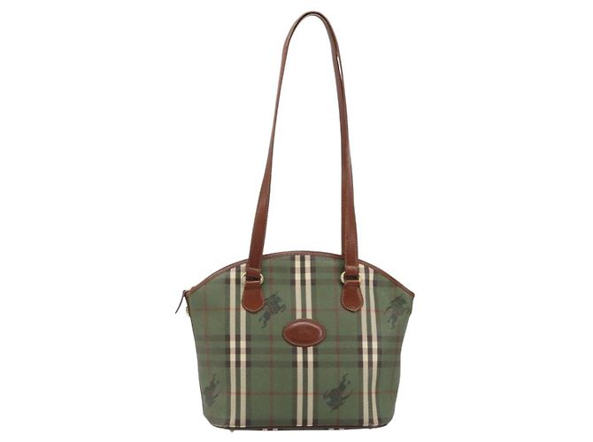 Burberrys Nova Check Tote Bag aus PVC-Leder in Grün und Gold Auth YKZ143 Golden - Ansicht 13