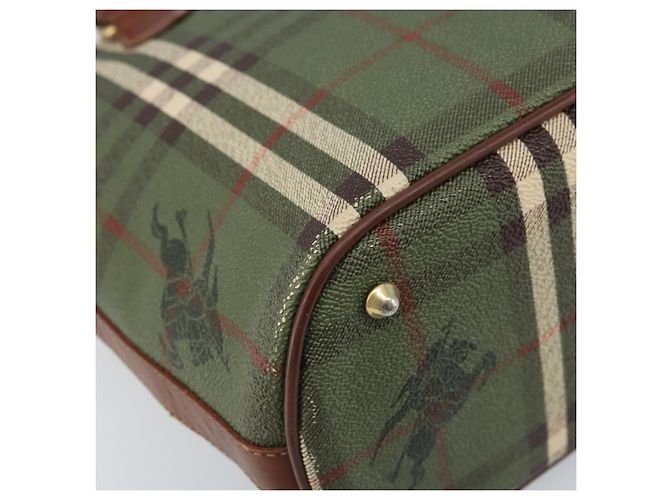 Burberrys Nova Check Tote Bag aus PVC-Leder in Grün und Gold Auth YKZ143 Golden - Ansicht 14