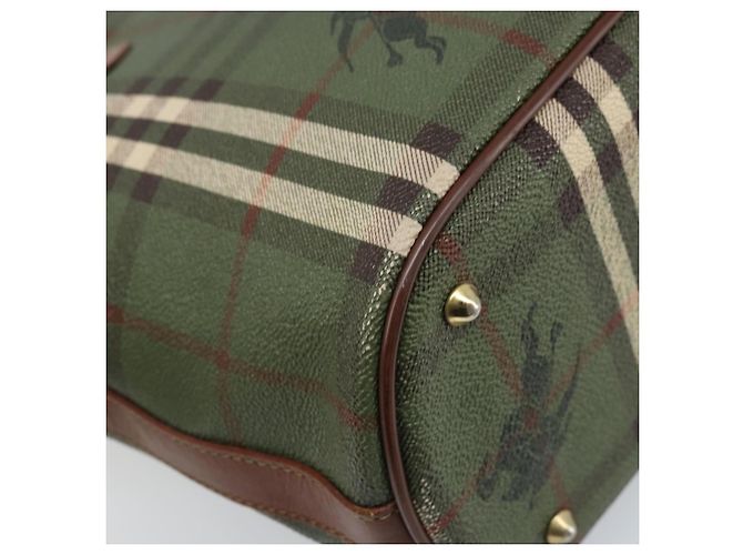 Burberrys Nova Check Tote Bag aus PVC-Leder in Grün und Gold Auth YKZ143 Golden - Ansicht 16
