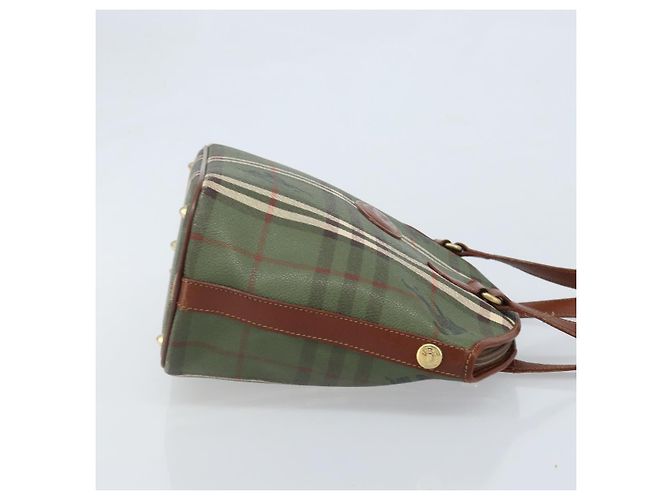 Burberrys Nova Check Tote Bag aus PVC-Leder in Grün und Gold Auth YKZ143 Golden - Ansicht 3