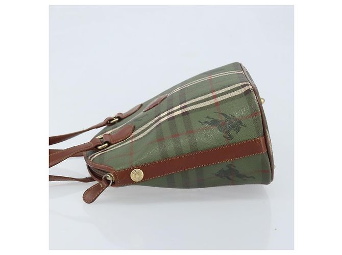 Burberrys Nova Check Tote Bag aus PVC-Leder in Grün und Gold Auth YKZ143 Golden - Ansicht 4