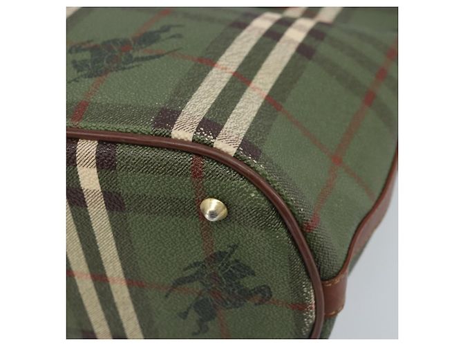 Burberrys Nova Check Tote Bag aus PVC-Leder in Grün und Gold Auth YKZ143 Golden - Ansicht 9