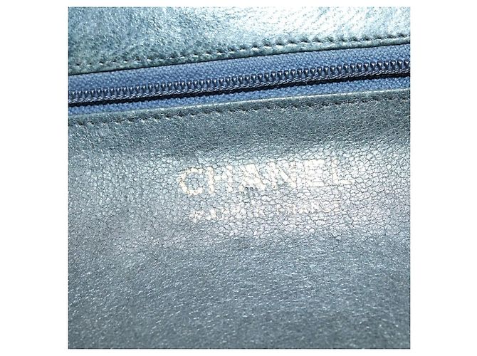 CHANEL Borsa a Mano Matelassé con Catena Cotone Blu Navy Oro CC Auth YKZ061 D'oro - vista 12