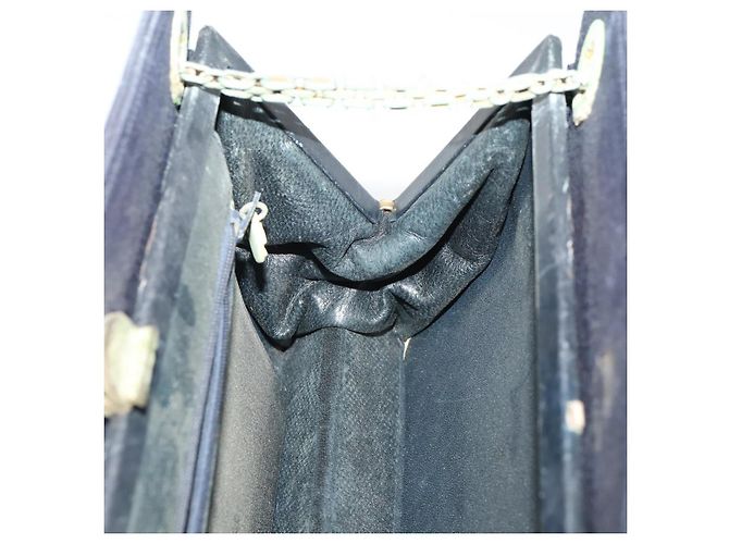 CHANEL Borsa a Mano Matelassé con Catena Cotone Blu Navy Oro CC Auth YKZ061 D'oro - vista 19