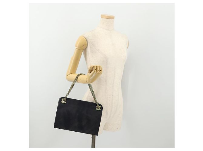 CHANEL Borsa a Mano Matelassé con Catena Cotone Blu Navy Oro CC Auth YKZ061 D'oro - vista 21