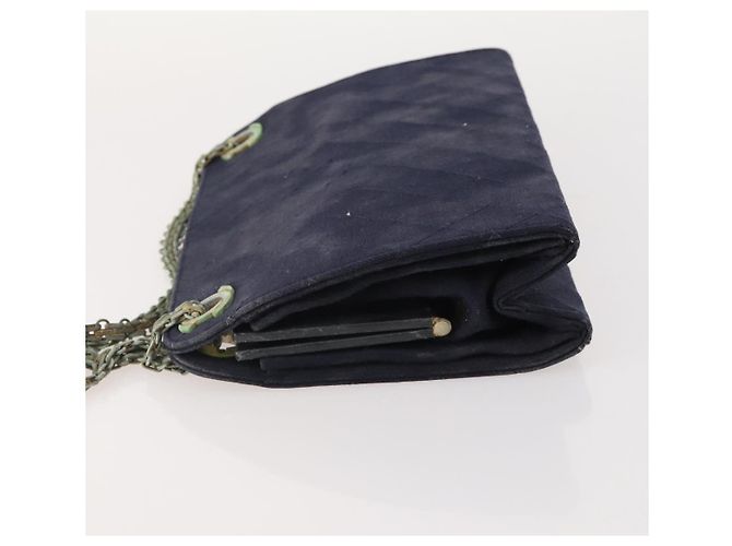 CHANEL Borsa a Mano Matelassé con Catena Cotone Blu Navy Oro CC Auth YKZ061 D'oro - vista 4