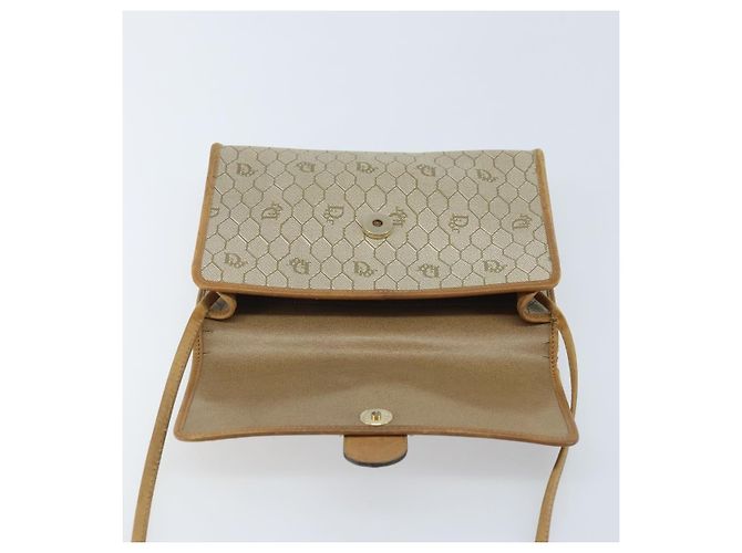 Christian Dior Borsa a spalla in tela a nido d'ape PVC beige oro Auth ARZ767 D'oro - vista 10