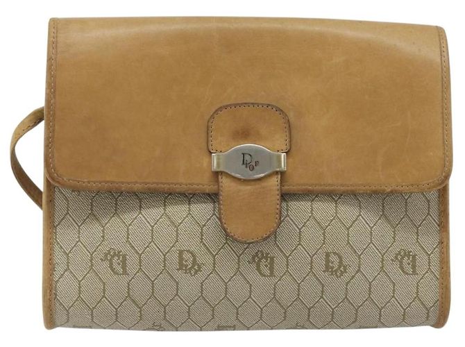 Christian Dior Borsa a spalla in tela a nido d'ape PVC beige oro Auth ARZ767 D'oro - vista 13