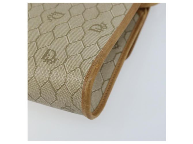 Christian Dior Borsa a spalla in tela a nido d'ape PVC beige oro Auth ARZ767 D'oro - vista 15