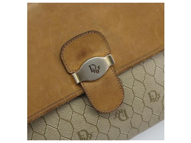 Christian Dior Borsa a spalla in tela a nido d'ape PVC beige oro Auth ARZ767 D'oro - vista 17