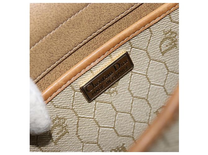 Christian Dior Borsa a spalla in tela a nido d'ape PVC beige oro Auth ARZ767 D'oro - vista 18