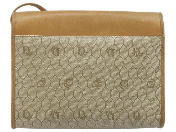 Christian Dior Borsa a spalla in tela a nido d'ape PVC beige oro Auth ARZ767 D'oro - vista 2