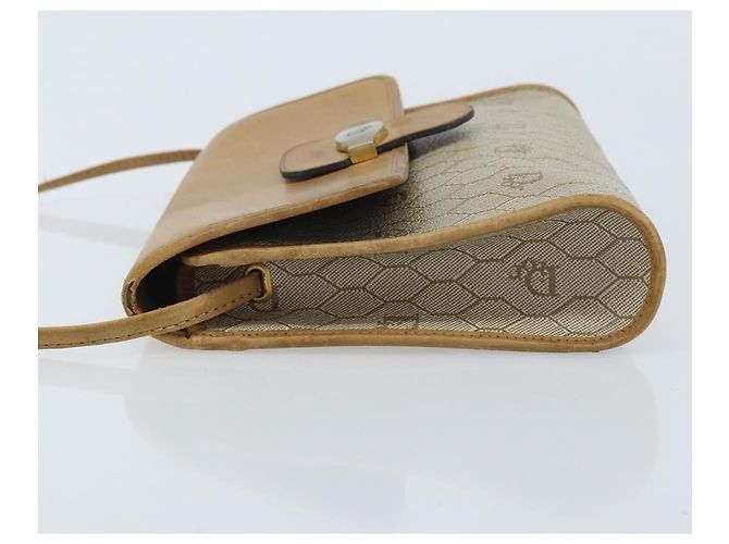 Christian Dior Borsa a spalla in tela a nido d'ape PVC beige oro Auth ARZ767 D'oro - vista 4