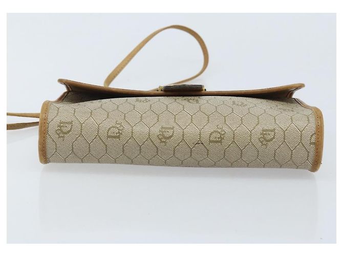Christian Dior Borsa a spalla in tela a nido d'ape PVC beige oro Auth ARZ767 D'oro - vista 5