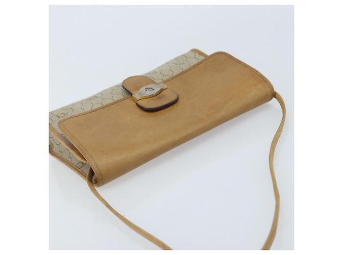 Christian Dior Borsa a spalla in tela a nido d'ape PVC beige oro Auth ARZ767 D'oro - vista 6