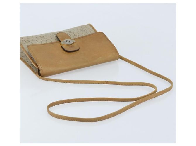 Christian Dior Borsa a spalla in tela a nido d'ape PVC beige oro Auth ARZ767 D'oro - vista 7