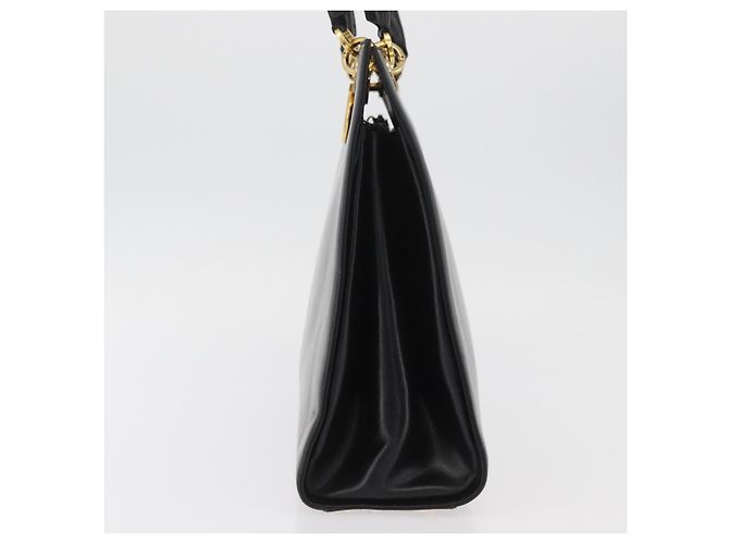 Bolsa de Ombro Gancini em Couro Preto e Dourado Salvatore Ferragamo Auth ARZ826 - vista 3