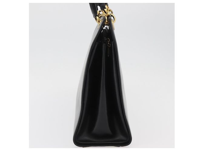 Bolsa de Ombro Gancini em Couro Preto e Dourado Salvatore Ferragamo Auth ARZ826 - vista 4