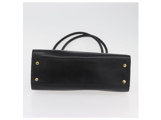 Bolsa de Ombro Gancini em Couro Preto e Dourado Salvatore Ferragamo Auth ARZ826 - vista 5